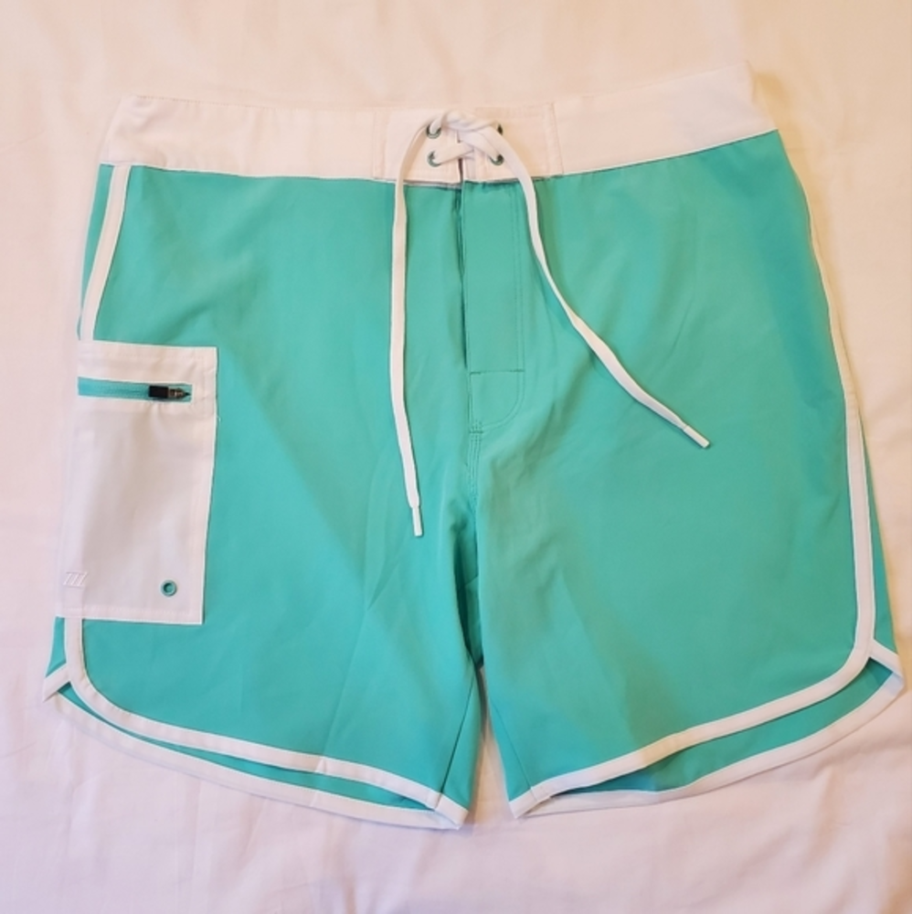 Zyia Active Men's Reef Block Board Shorts‎ Size Medium Mint Green
